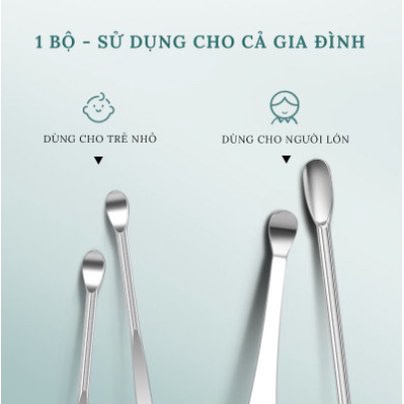 Bộ Dụng Cụ Ngoáy Tai Lấy Ráy Tai 6 Món Bằng Thép Không Gỉ Cao Cấp cho gia đình