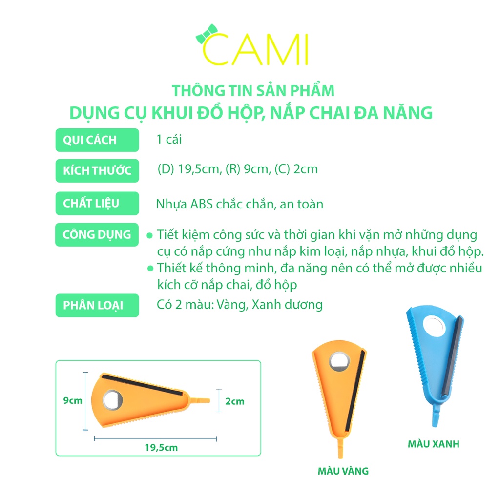 Dụng cụ đa năng khui nắp chai nhựa, thủy tinh, chai bia, đồ hộp bằng thiếc, kim loại - Cami - CMPK210