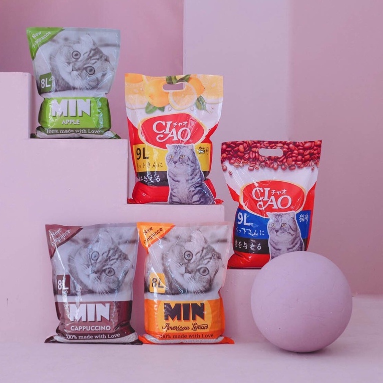 Cát vệ sinh cho mèo CIAO 💕 FREESHIP💕 siêu khử mùi, ít bụi vón cục tốt - túi 9L xuất xứ Nhật bản