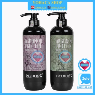 Bộ Dầu Gội Xả Delofil Argan Oil Protein Cho Tóc Gàu Dầu Phục Hồi Mềm Mượt 800ml