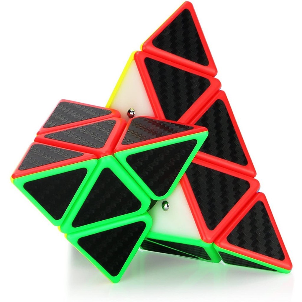 Rubik Carbon MoYu MeiLong Pyraminx, Rubik Carbon MoYu tam giác tặng kèm chân đế Rubik Moyu
