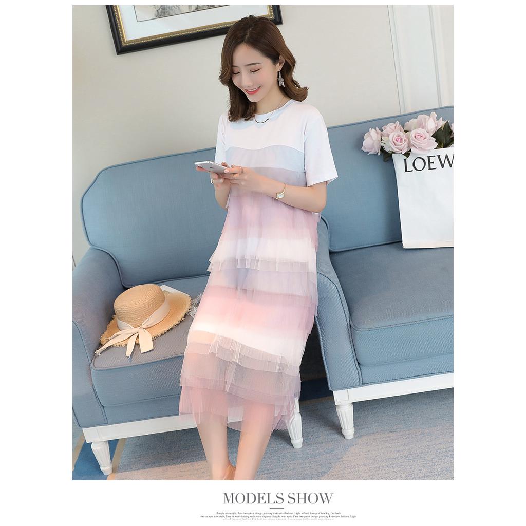 Đầm lưới cầu vồng cho bà bầu