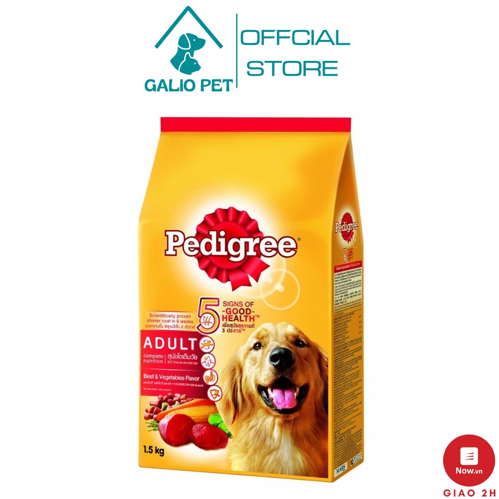 PEDIGREE® Thức ăn cho chó lớn dạng hạt vị bò và rau củ 1.5kg (1 túi)