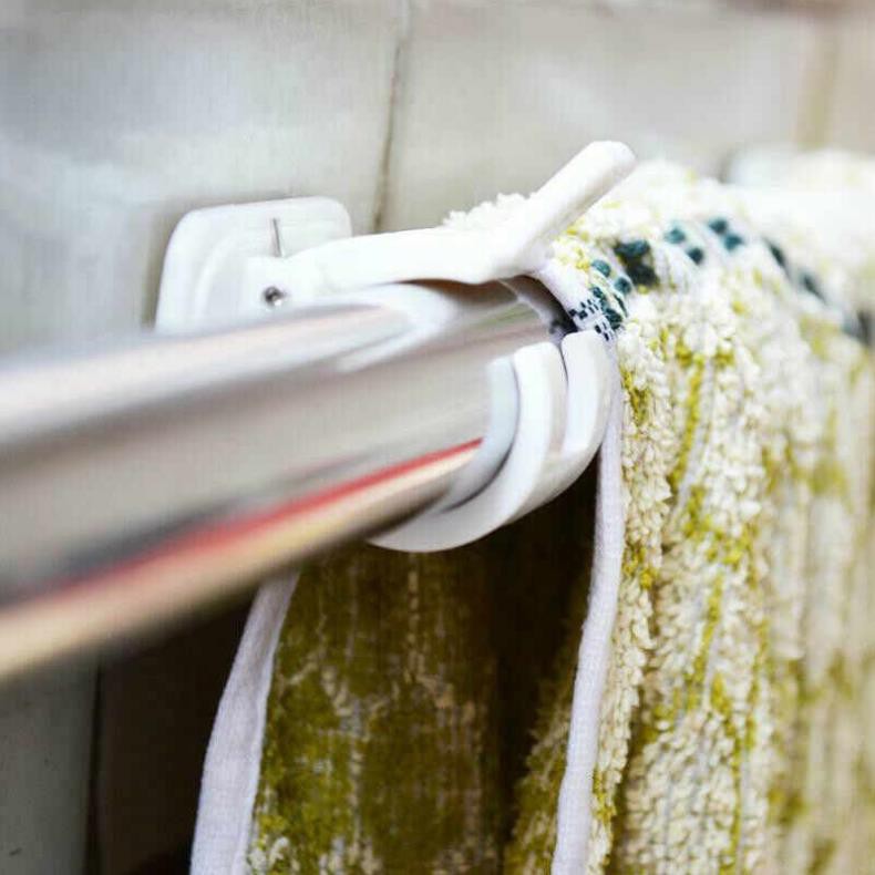 Bộ 2 móc giữ thanh treo rèm đa năng không cần khoan tường, lắp đặt dễ dàng