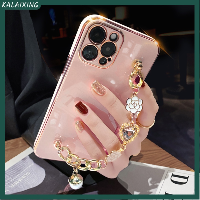 Ốp Điện Thoại Mềm Phối Dây Xích Lấp Lánh Cho iPhone 14 Pro Max 13mini 12mini 13 12 11 11pro 6 6s 7 8 Plus X Xr Xs Max