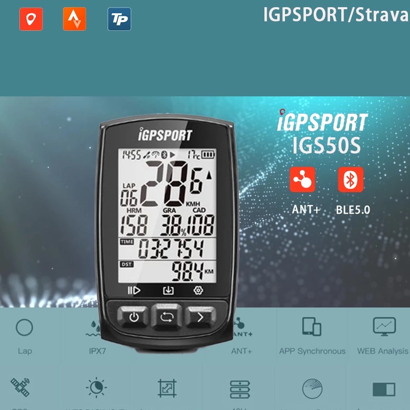 Đồng hồ đo tốc độ kỹ thuật số không dây Igpsport Igs50S Ipx7 Igs50E Gps