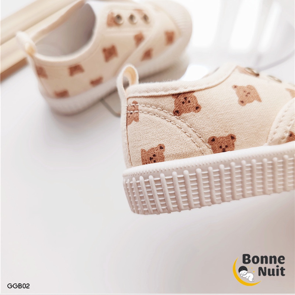 Giày vải canvas Brown Bear hoạ tiết siêu Hàn Quốc cho bé