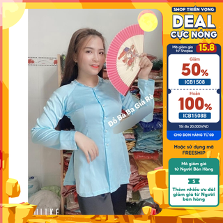 Bộ bà ba áo trơn, quần ống rộng màu trắng và đen