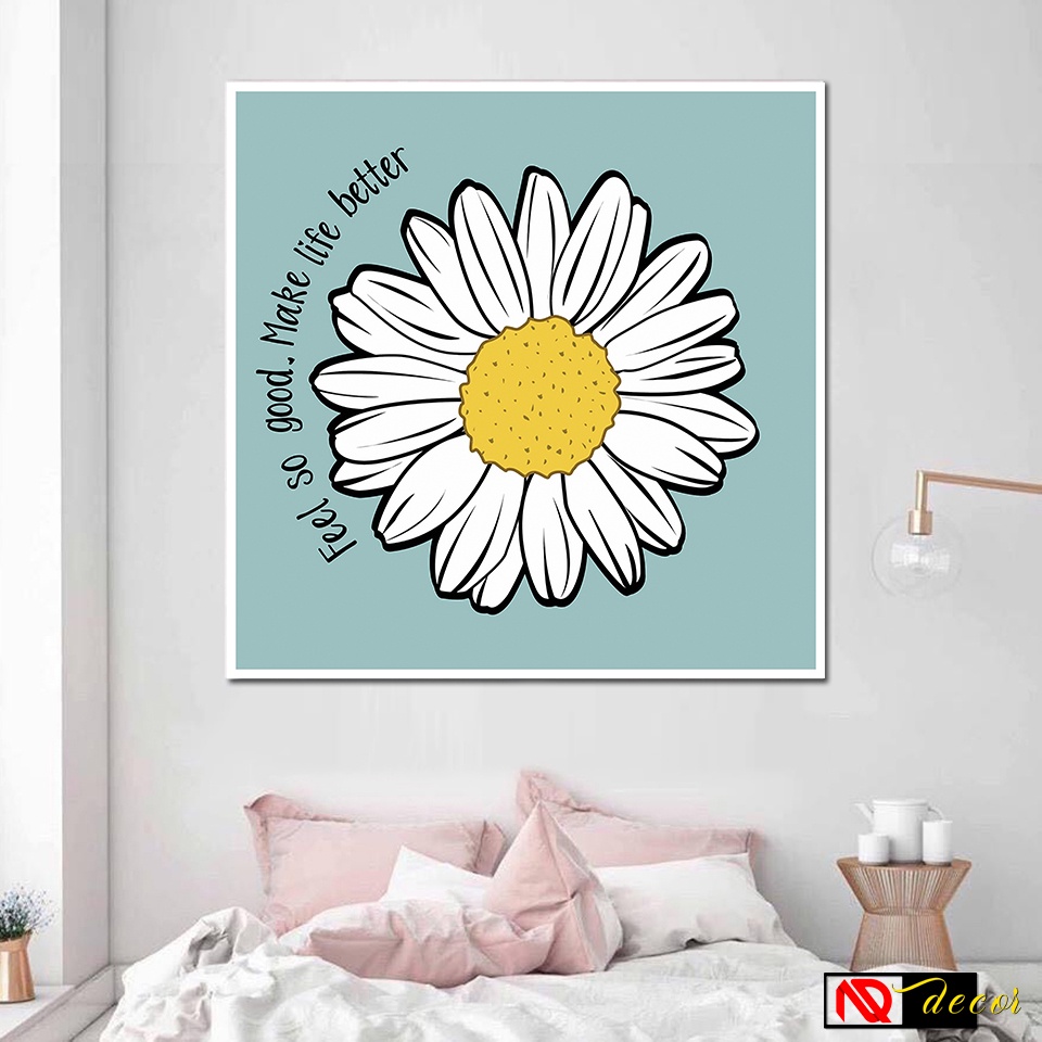 Tranh Hiện Đại treo tường Hoa Cúc 3D trang trí phòng khách đẹp Decor Canvas nhà xinh nghệ thuật hiện đại HĐ968