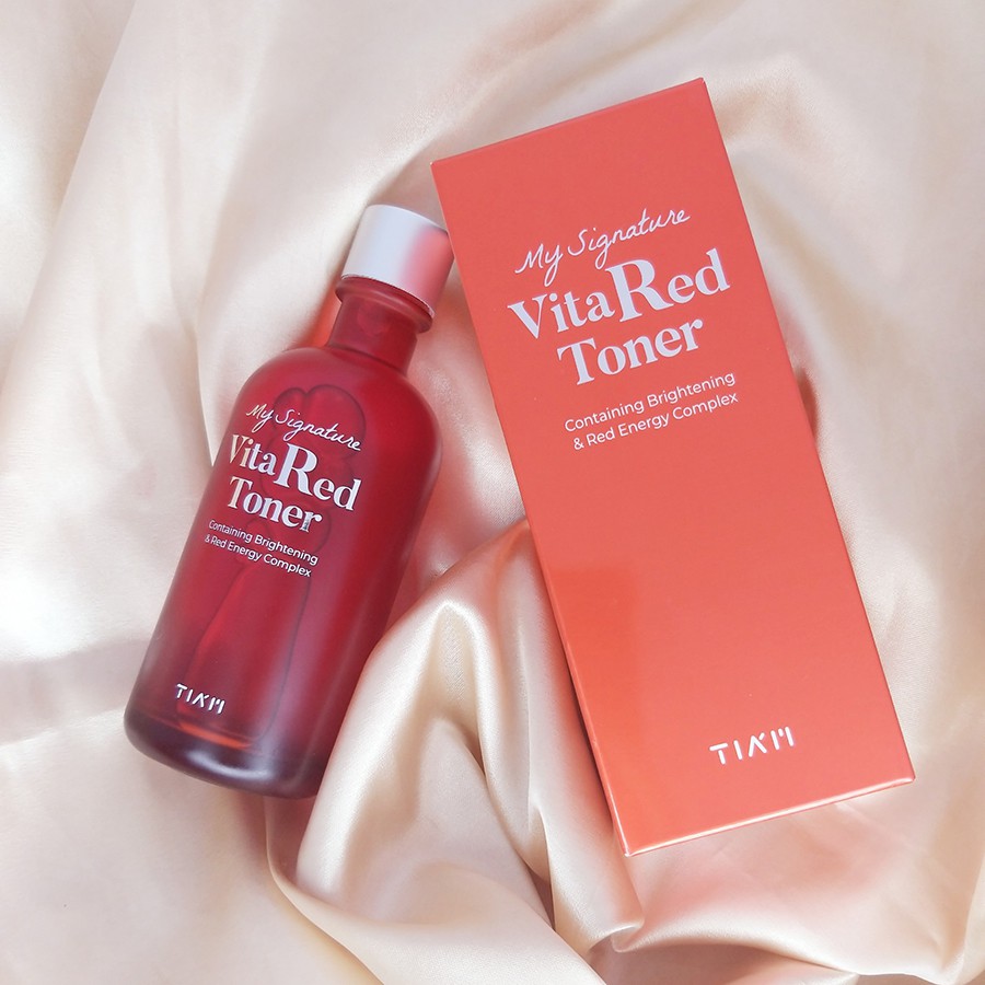 Nước hoa hồng dưỡng trắng se khít lỗ chân lông tiam my signature vita red toner 130ml - Lamicare