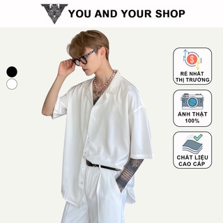Áo sơ mi tay lỡ YAYSHOP phông unisex nam nữ Hàn Quốc cổ vest chất lụa mềm mịn thoáng mát cực hot