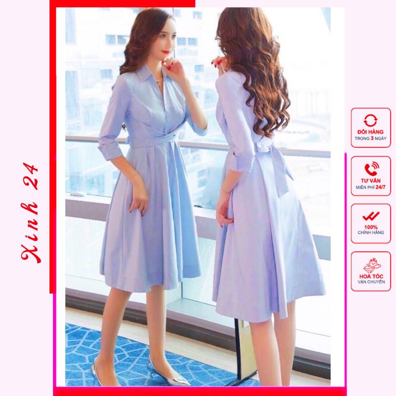 Đầm Váy Xanh Cột Chéo Eo (kèm hình thật) | BigBuy360 - bigbuy360.vn