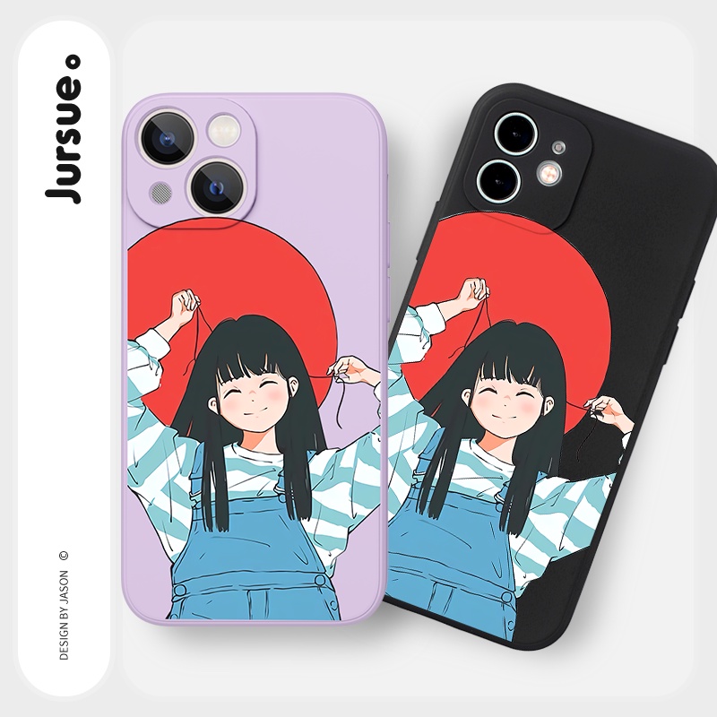 Ốp lưng JURSUE mềm hoạt hình dễ thương đẹp cho iPhone 13 12 11 Pro Max SE 2020 X XR XS 8 7 ip 6S 6 Plus kute Y1999