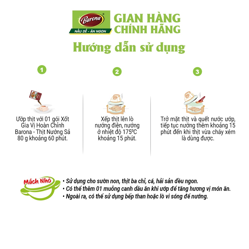 Gia Vị Thịt Nướng Sả Barona 80g ướp ngon chuẩn vị không cần nêm nếm