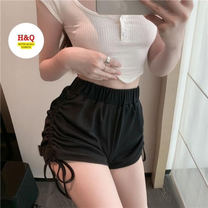 Quần đùi nữ rút dây - quần short ngắn cạp chun chất thun lạnh co giãn Ulzzang _ Huyền Quang