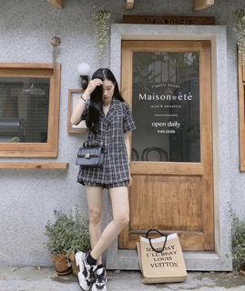 SET ÁO VEST CARO QUẦN SHORT (KÈM HÌNH THẬT)