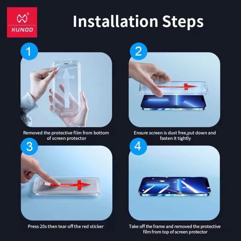 Kính cường lực chống bụi màng loa kèm khung dán tại nhà - Chính hãng Xundd cho IPhone 13 Promax / 13 Pro /13 / 12 Promax