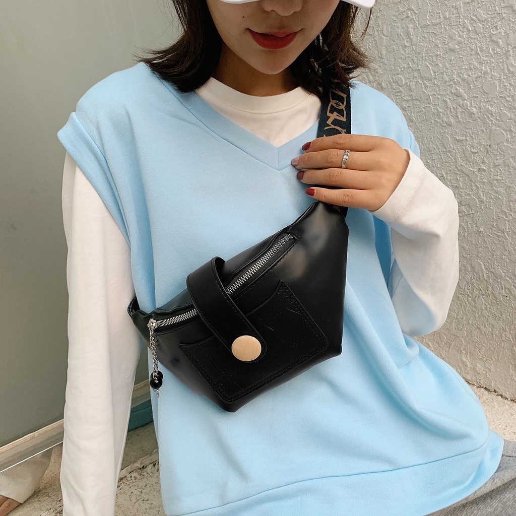 Túi Đeo Trước Ngực/Thắt Lưng Họa Tiết Da Cá Sấu Màu Trơn Đa Năng Retro Dành Cho Nữ