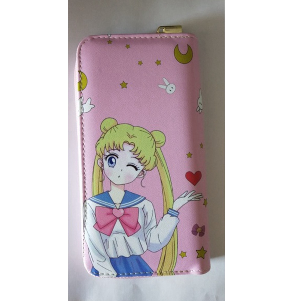 Sailor Moon Ví Dài Cầm Tay Có Khóa Kéo Họa Tiết Hoạt Hình Thủy Thủ Mặt Trăng