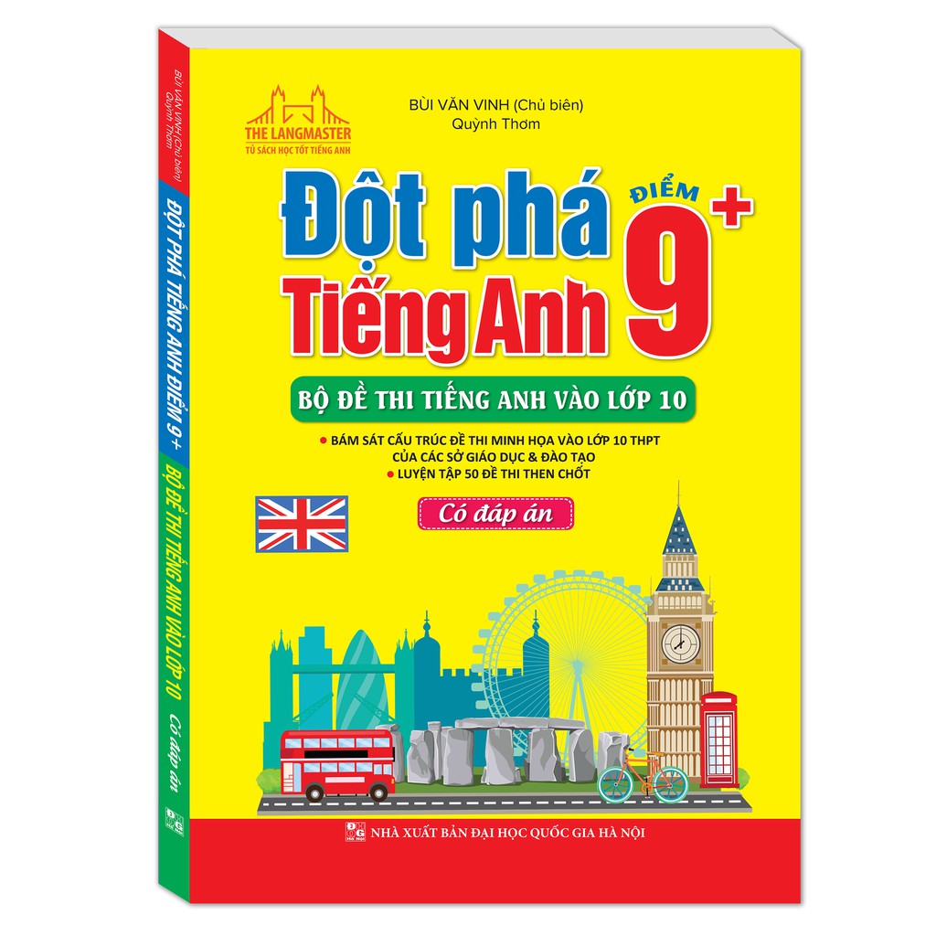 Sách - Đột phá tiếng Anh điểm 9+, Bộ đề thi tiếng Anh vào lớp 10 - Có đáp án