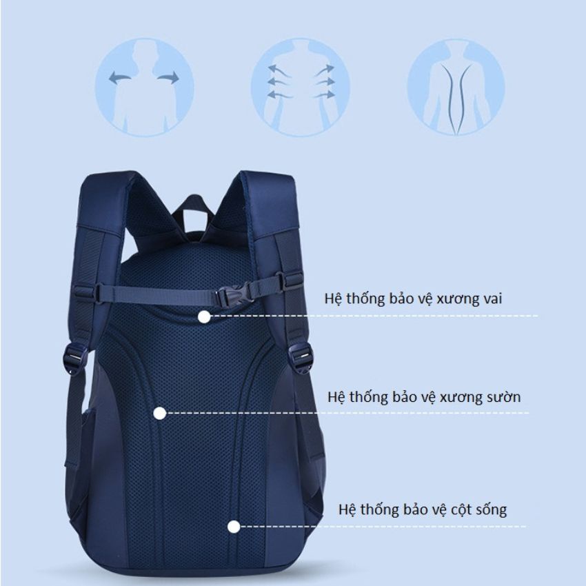 Cặp balo học sinh nam đi học cấp 1, cấp 2 chất liệu vải dù chống nước, chống xước cao cấp với nhiều ngăn tiện lợi BLHS13