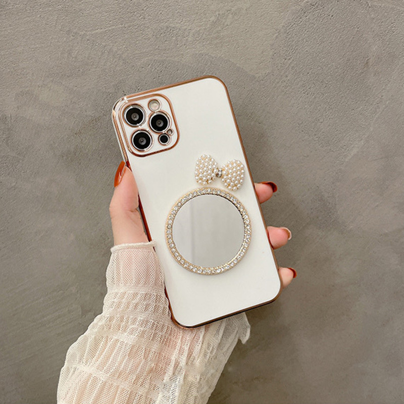 IPhone 12mini Case Is Suitable for IPhone XR Electroplating XS Fine Hole 11promax IPhone 12 Promax 11 Promax iPhone 11/8 Plus/12 Mini/7/8/X/XsMax Water Drill 7 Pearl 8 Mirror IPhone Case