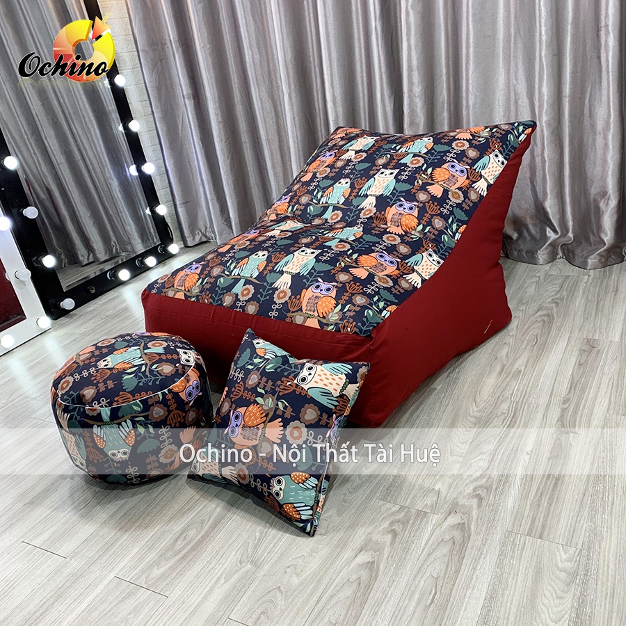 Ghế Lười Hạt Xốp Dáng Sofa Bệt Phong Cách Hiện Đại Gồm 3 Món Size To (Đủ Cả Lõi Xốp)