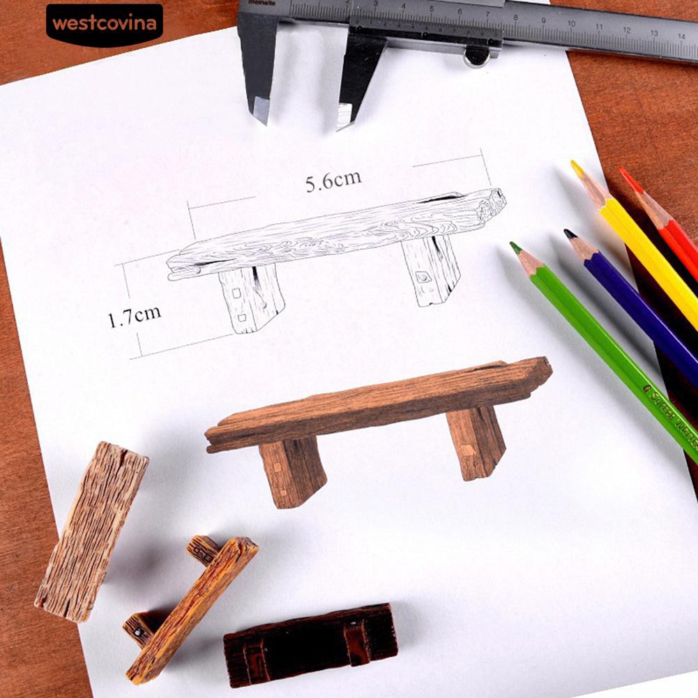 Set 3 tượng trang trí hình ghế gỗ xinh xắn đáng yêu