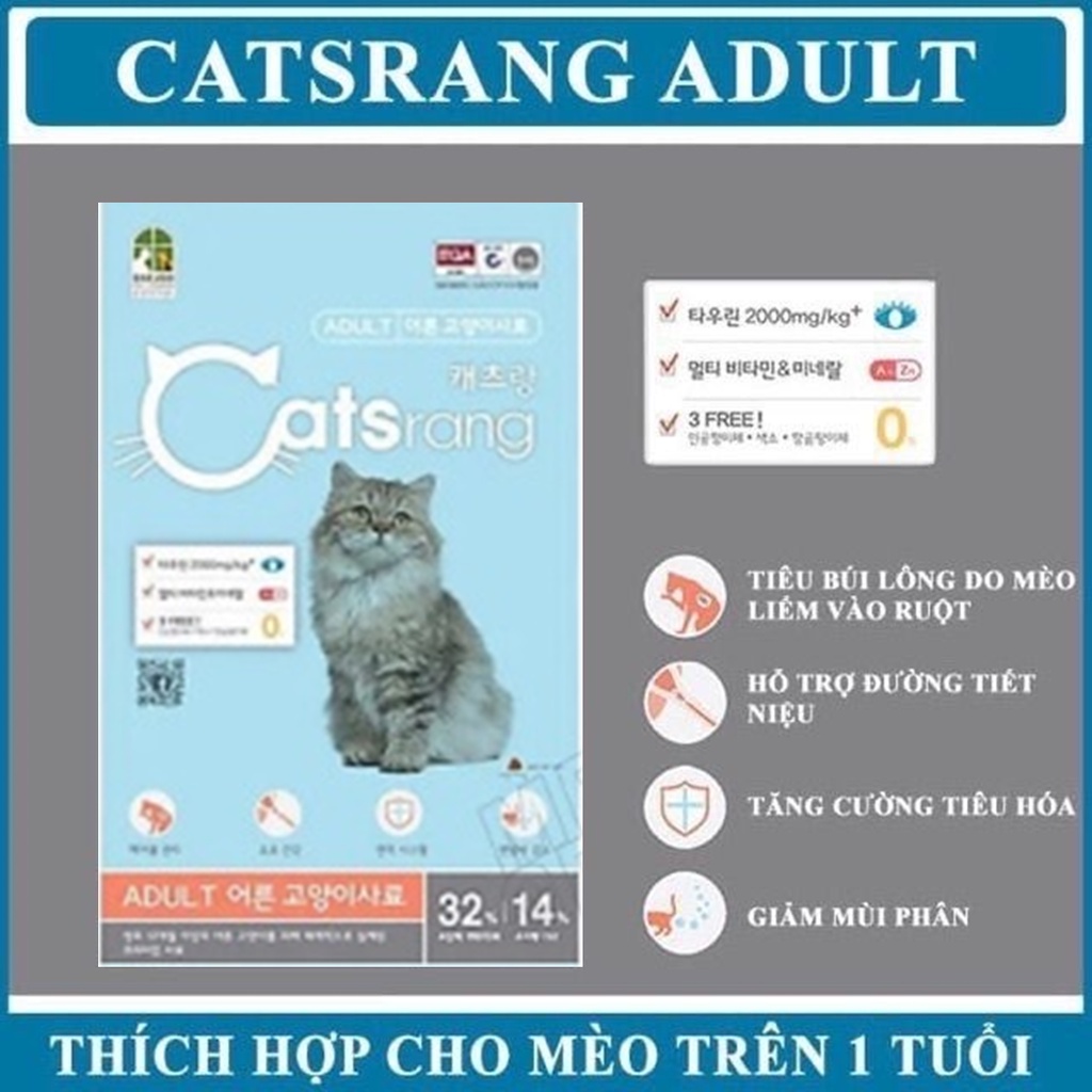 [GIÁ SẬP SÀN– HÀNG CHÍNH HÃNG] [1,5kg] Thức ăn cho mèo trưởng thành Catsrang Adult – giàu dinh dưỡng, đảm bảo 6 không