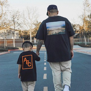 FOG FEAR OF GOD ESSENTIALS Double Line California Limited Beach Photo Couple Loose Short Sleeve T-Shirt