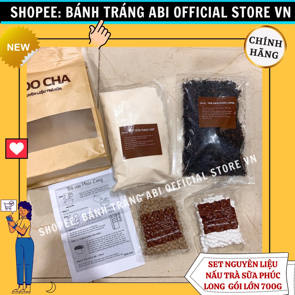 SET COMBO NGUYÊN LIỆU TRÀ SỮA PHÚC LONG-THÁI ĐỎ-THÁI XANH GOO CHA GỒM 4 MÓN TÚI LỚN 700G