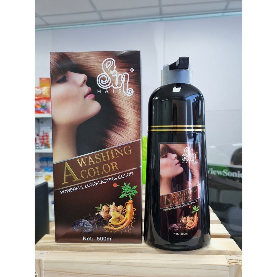 Gội nhuộm tóc tại nhà SIN HAIR Black 500ml  (Màu Đen - Màu nâu đen)