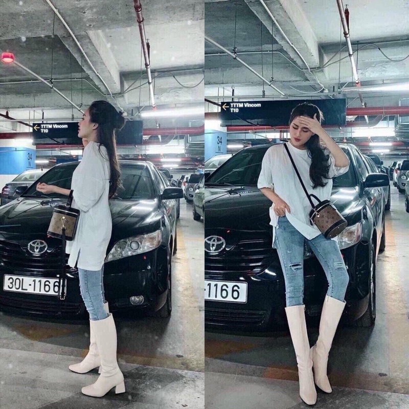 Giày Bốt Cao Cổ Da mềm Chất Đẹp Kiểu Dáng Thời Trang Hàn Quốc, Phối Với Sét Nào Cũng Xinh Hết Lên Hình Siêu Sang Chảnh