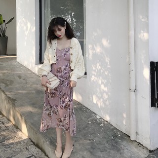 ĐẦM DÂY + ÁO KHOÁC LEN ULZZANG