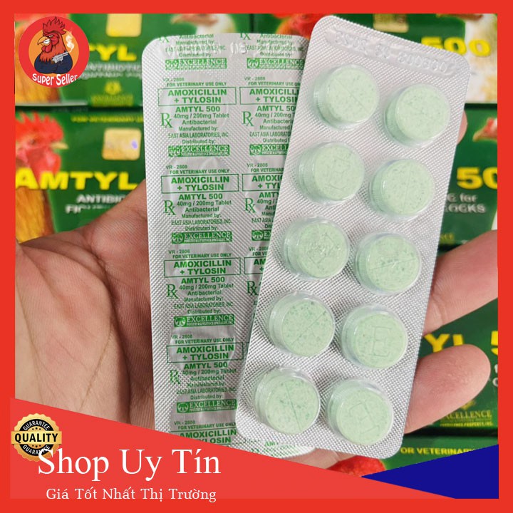 Amtyl 500 Hộp 10 Vĩ{100 Viên} Dùng Cho Gà Bị Tang-Khò Khè-Sổ Mũi