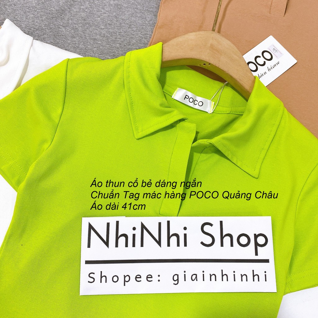 Áo thun kiểu dáng croptop cổ đức ngắn tay, Áo phông cổ bẻ dáng ngắn PC834 - NhiNhi Shop