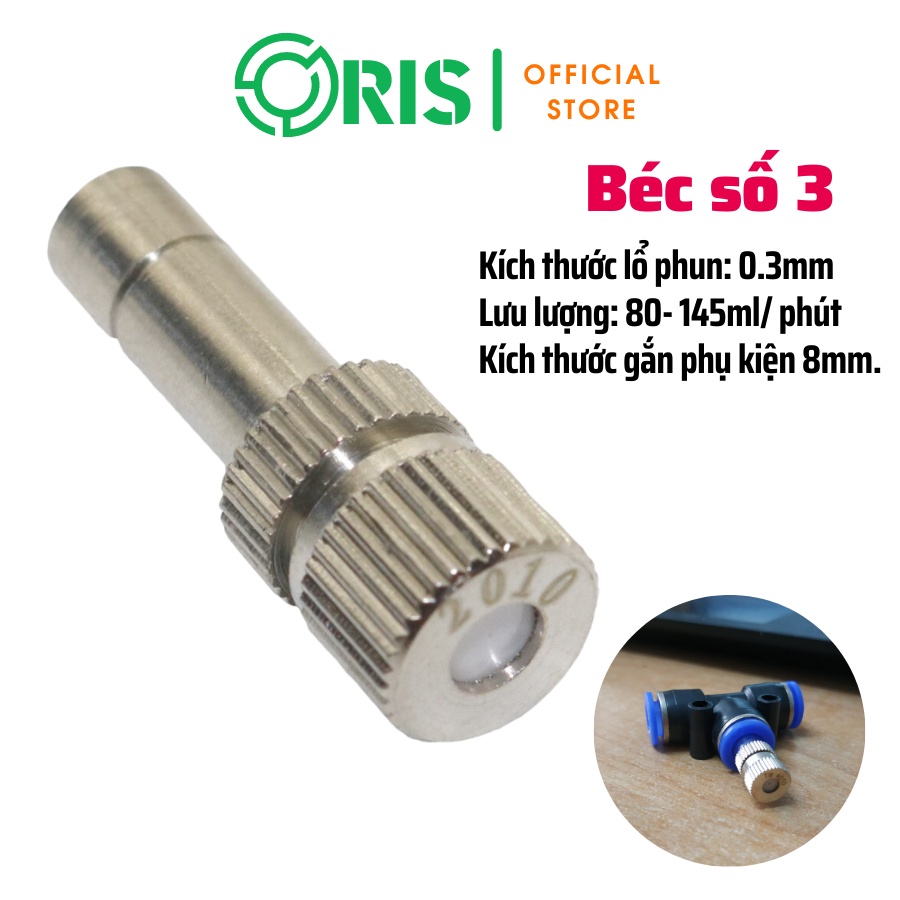 Béc Phun Sương Làm Mát Không Khí Nối Nhanh Inox ORIS Số 2-3 Cấp Ẩm, Vòi Tưới Phun Sương Mịn