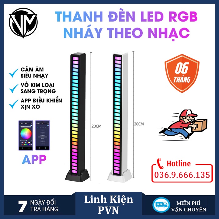 Thanh đèn LED RGB nháy theo nhạc, Đèn TikTok trang trí, decor 16 triệu màu cảm ứng âm thanh siêu nhạy