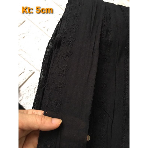 Ren thô thêu con 🦋 đen, bản 5cm