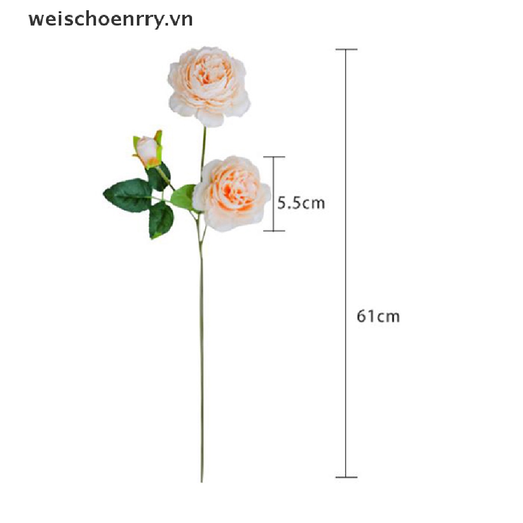 WW 3 Heads Rose European Silk Artificial Peony Flower For Home Wedding Wall Decors WW