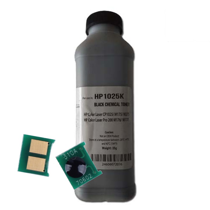 Mực chai Hp 1025 dùng cho máy in Hp CP1025,  M177, M176 | Mực Mitsubishi màu sắc đẹp + Chíp mực