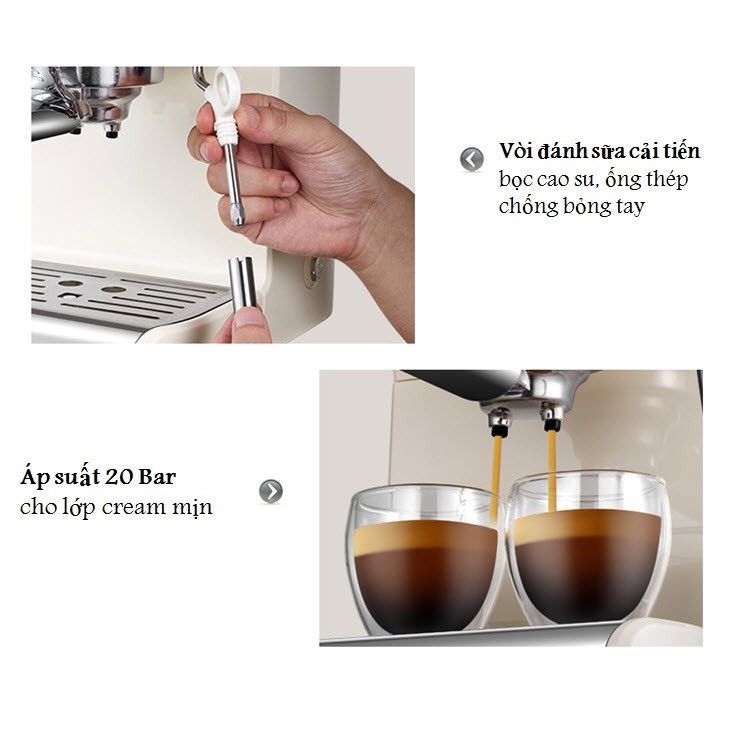 Có Sẵn Hàng - Giá Rẻ Nhất - Máy pha cà phê Espresso ACA AC-ES12A bán tự động 20 Bar dành cho gia đình