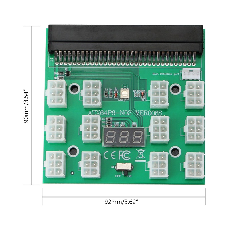Bảng Mạch Chuyển Đổi Nguồn Điện pri Server PSU 12 Cổng 6pin Cho Ethereum BTC Mining