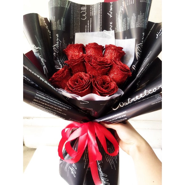 Bó hoa nhũ kim tuyến 9b