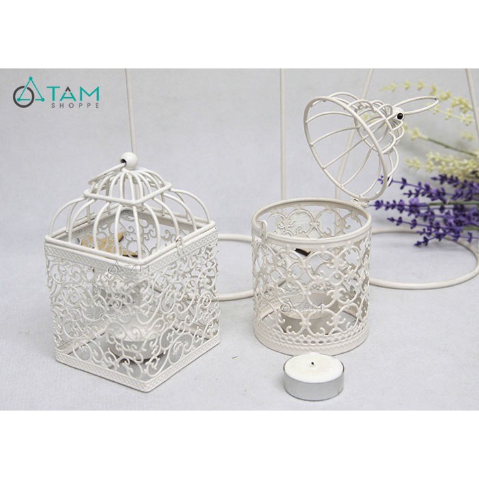 Chân nến lồng chim họa tiết Vintage treo H-CHN-04