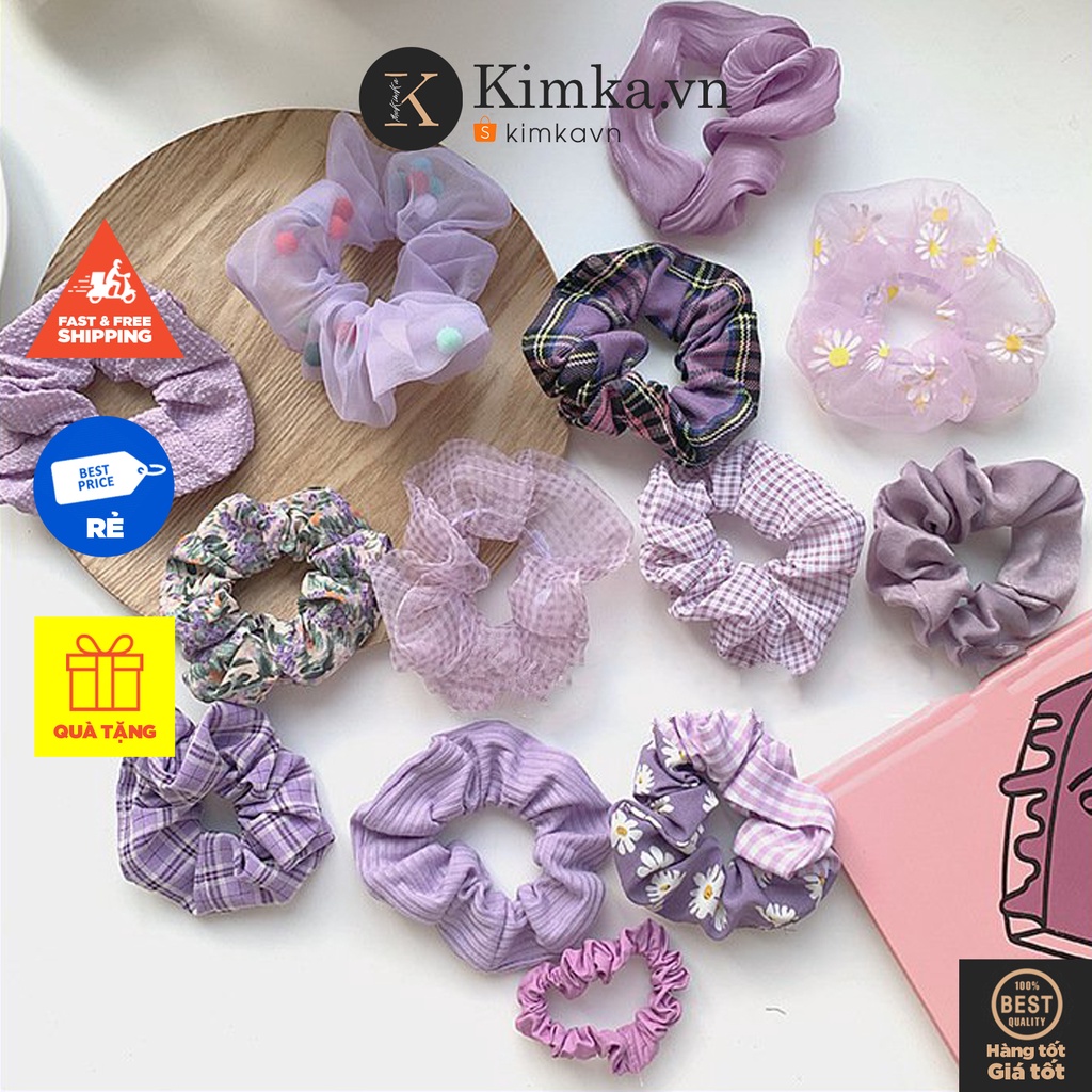 (0234) Dây Chun Scunchies Tím Ngọt Ngào Dễ Thương Phong Cách Hàn Quốc