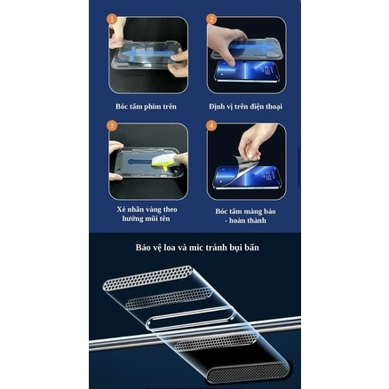 Kính cường lực tự dán Blue arrow full màn cho iphone , viền đen siêu mỏng, tĩnh điện chống bám bụi khi dán