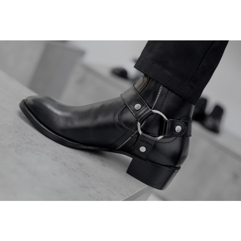 Giày Harness Boot Hood, Da bò NAPPA nguyên tấm - Đế phíp gỗ khâu hack 4.5cm + Bảo hành 12 tháng hood hoodvn