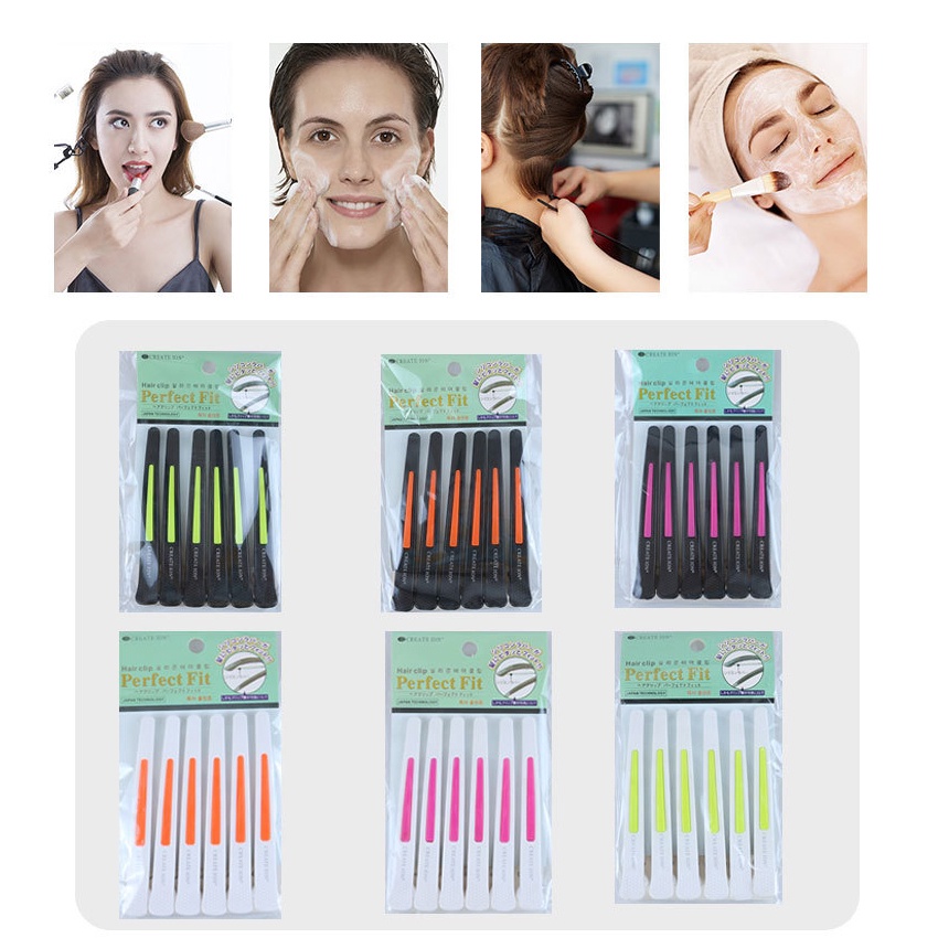 Kẹp tóc mỏ vịt- Bộ 6 kẹp cắt tóc Nhật CREATE ION