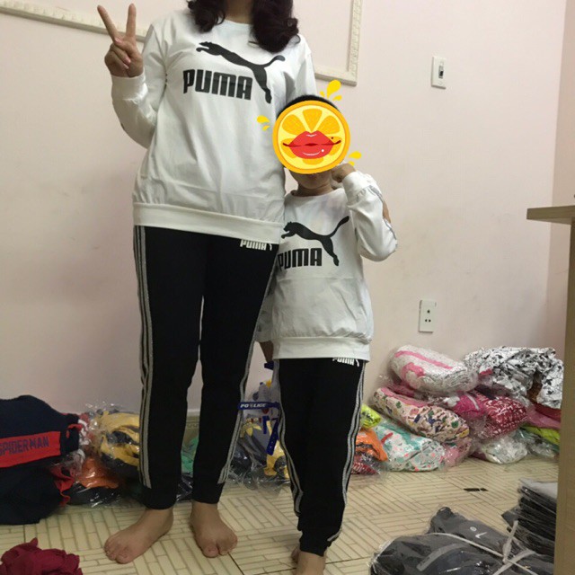 Bộ PUMA cặp mẹ và bé từ 10-65kg thun cotton 4c cao cấp